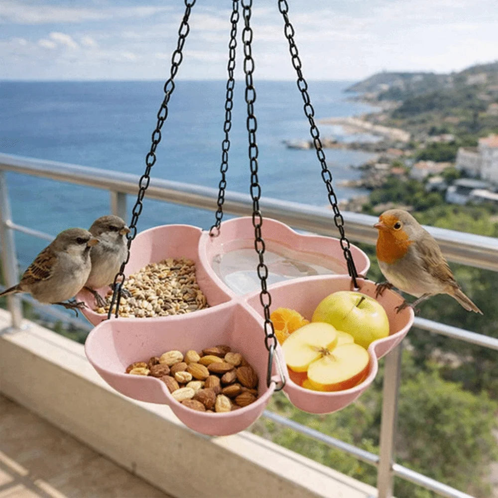 Flower Shaped Hanging Bird Feeder Large Capacity Durable Hummingbird Feeder Multipurpose Adjustable Chain Chain Feeding Tray Vue