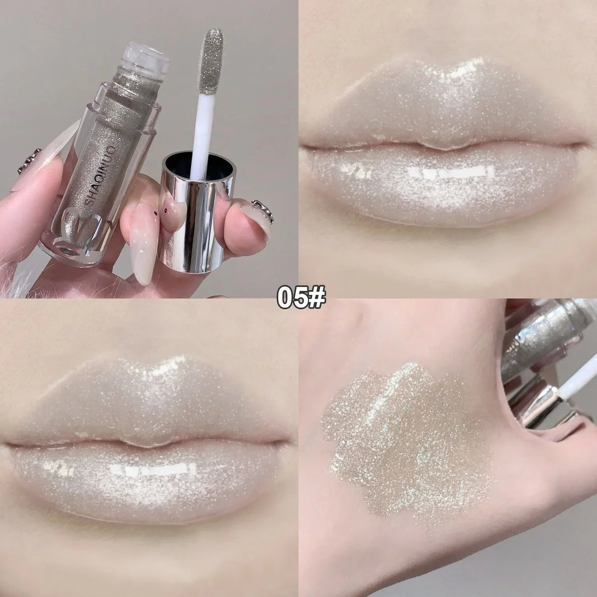 NEW Water Glazed Mirror Lip Gloss Makeup Crystal Nude Jelly Moisturizing Lip Glaze Long Lasting Black Liquid Lipstick Cosmetics Vue 05