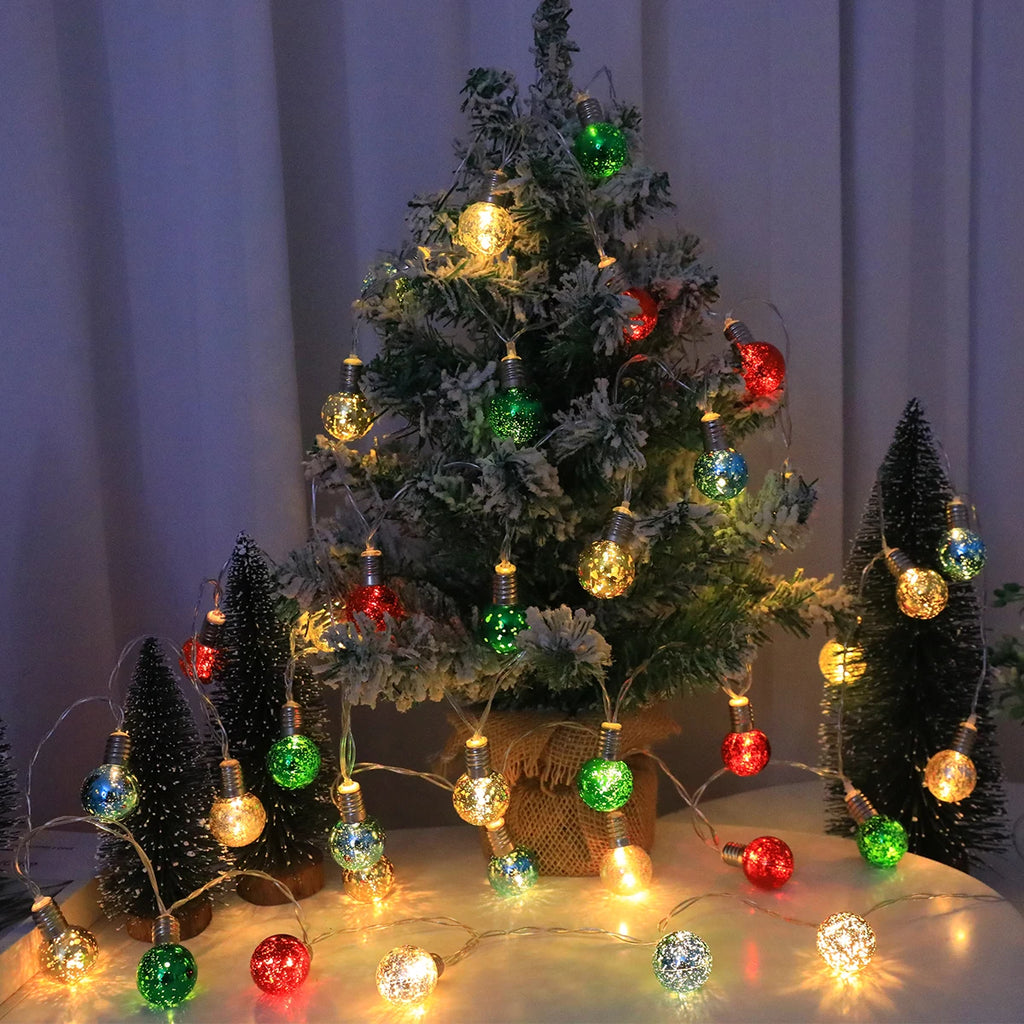 20/10LED Christmas Ball String Lights-Battery-Powered , Round Ball&Colorful Bead Design, for Home/Bedroom/Living Room/Christmas Vue