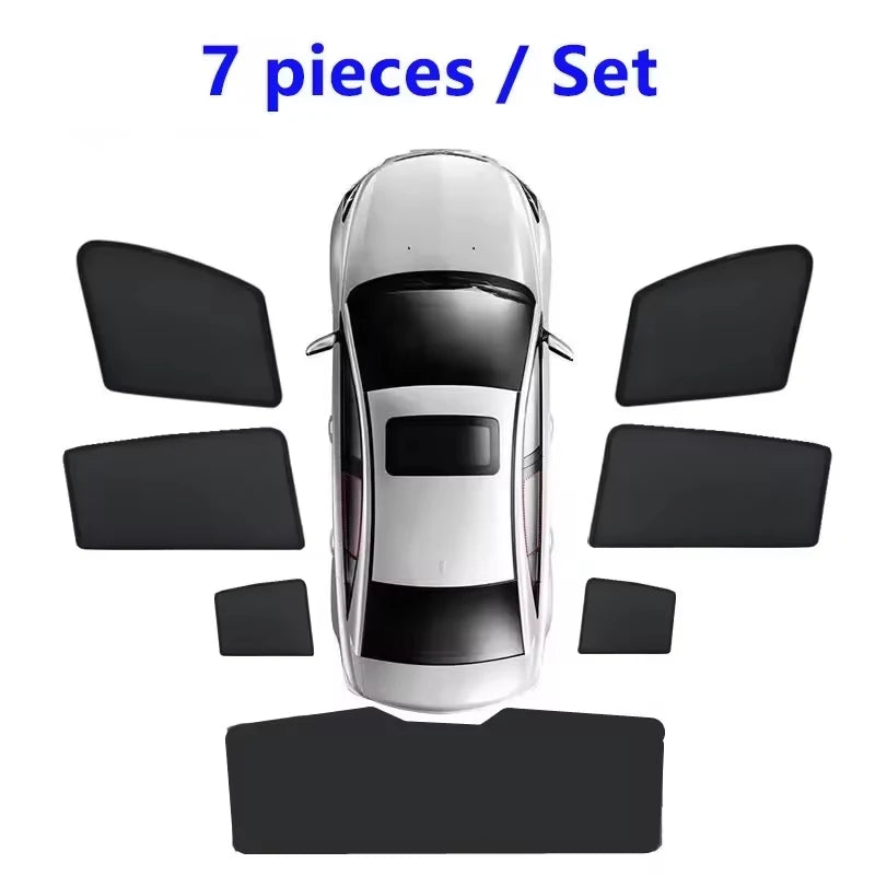 For Jetour Dashing 2024 2025 2026 Soueast S06 Car Mesh Sunshades Windshield Magnetic Sun Visors Privacy Curtains Accessories Vue 7pcs Sunshades