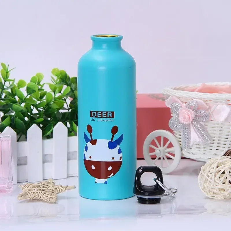 500ML Cartoon Aluminum Water Bottle Cute Animal Print Stainless Steel Water Bottle with Lid Insulated Mug Coffee Mug Vue
