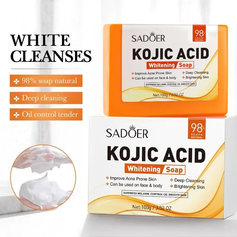 Sadoer Kojic Acid Facial Soap Face Wash Foam Facial Cleanser Moisturizing Hydrating Oil Control Body Bathing Handmade Soap Vue