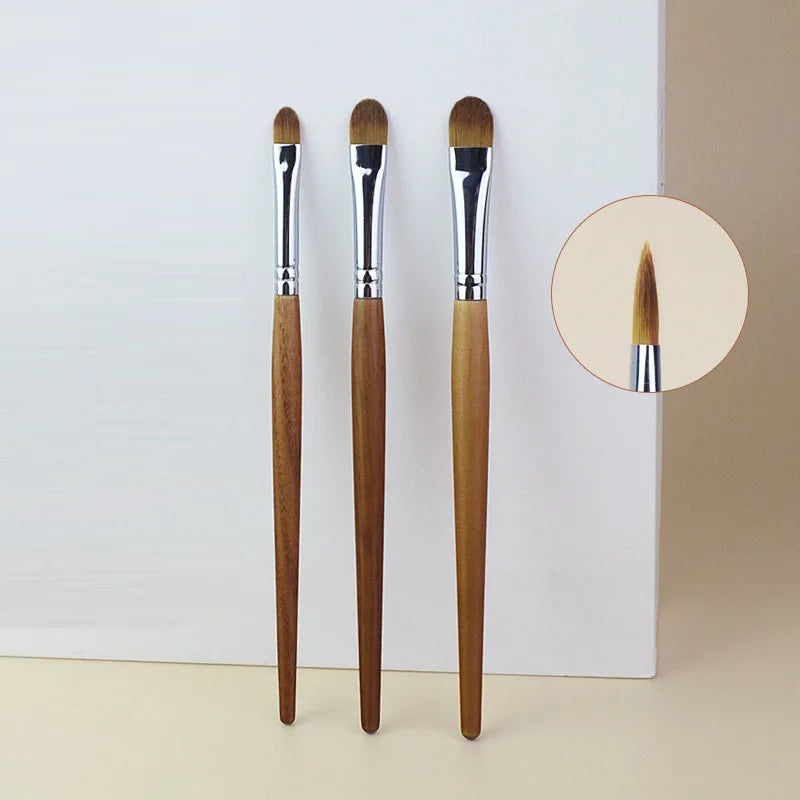 1/3pcs Solid Wood Handle Concealer Brush Oval Tongue Flat Head Soft Bristles Hair Liquid Foundation Cream Eyeshadow Makeup Brush Vue