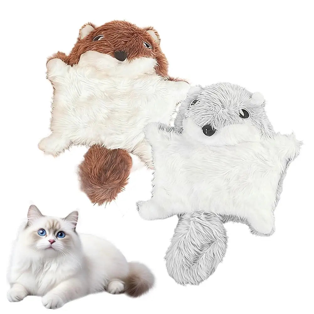 Cute Flying Squirrel Cat Toy Interactive Squeaking Plush Kitten Toys Moving Sound Pet Supplies for Cats Playing Training Vue