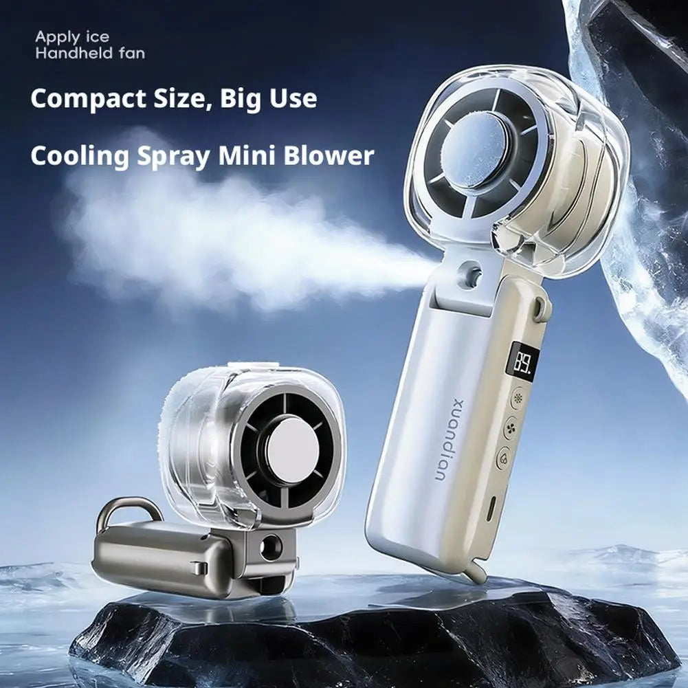 2026 Portable Outdoor High-speed Spray Handheld Fan Spray Electric Fan Wind Regulation Ice Cooling Fan Summer Cooling Artifact Vue