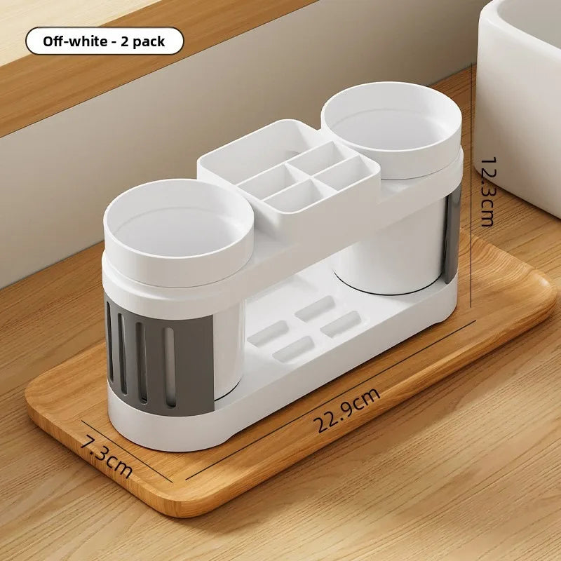 Circular Toothbrush Storage rack,Dental cup Holder, Mouthwash cup Storage, Household Bathroom Storage rack Vue Grey double cup