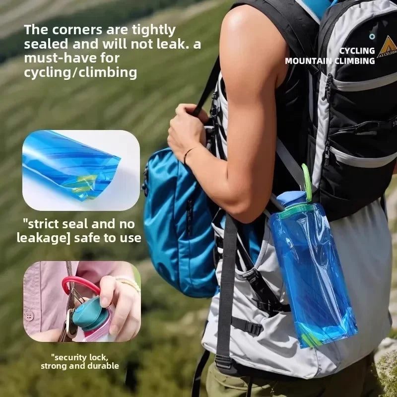 700ml Collapsible Soft Water Bag Portable Outdoor Hydration Bladder for Hiking Cycling Music Festival Stuff Vue
