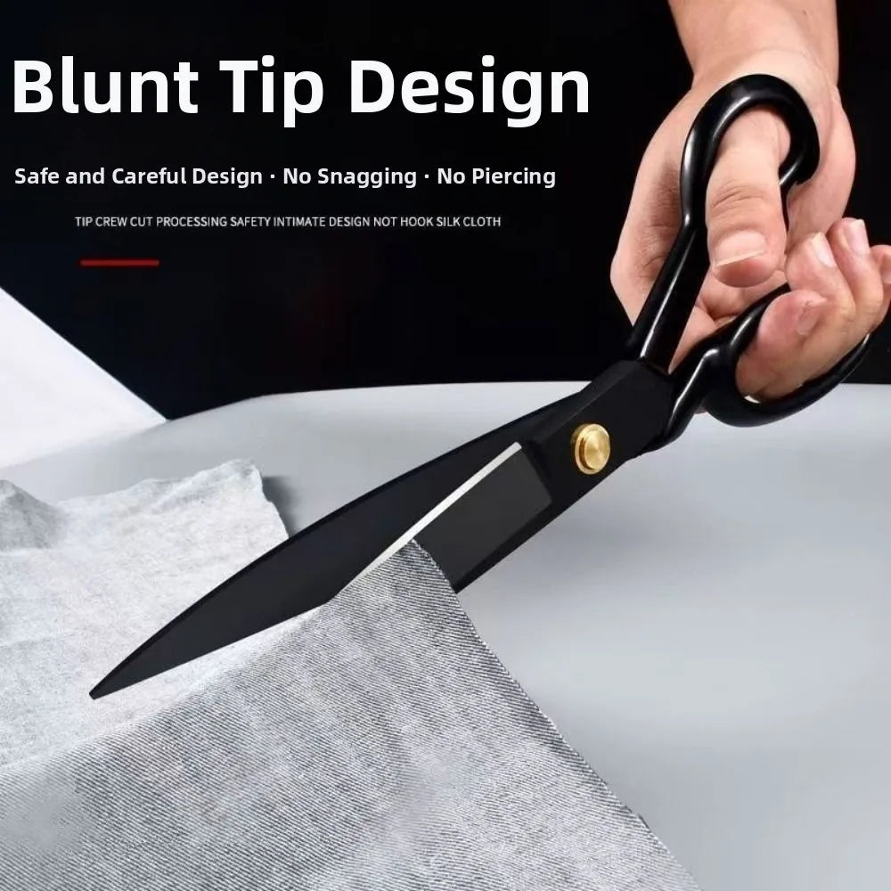 Professional 8-12inch Tailor Scissors Ergonomic Black Leather Cutting Scissors Anti-Rust Durable Sewing Shears Embroidery Work Vue