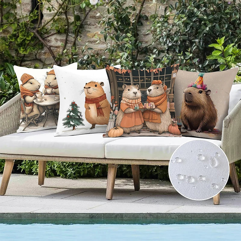 Capybara Cushions with Festive and Cute Designs Square polyester pillowcase, modern sofa decorative cushion cover Vue