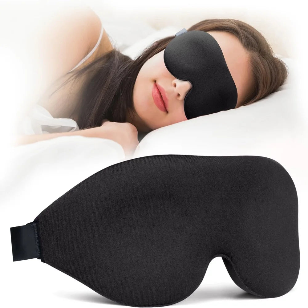 Side Sleeper 3D Sleep Mask 100% Light Block Adjustable Strap Soft Skin Friendly Breathable Eyemask for Men Women Travel Yoga Nap Vue black