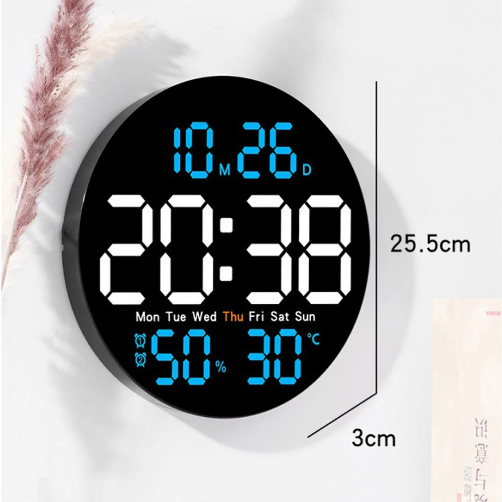 10Inch LED Digital Wall Clock with Remote Control Temperature Humidity Date Week Display Countdown Timing Electronic Alarm Clock Vue