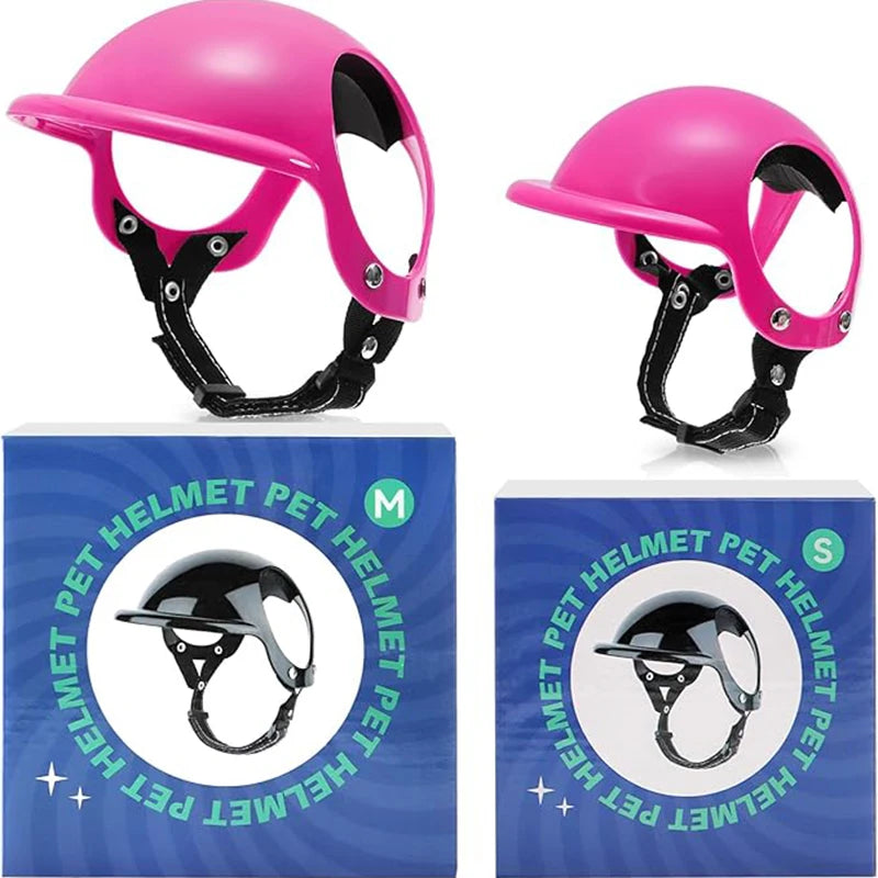 Pink Dog Helmet for Small Medium Dog Pet Motorcycle Helmet with Ear Holes Doggy Safety Hat with Adjustable Belt Outdoor Walking Vue