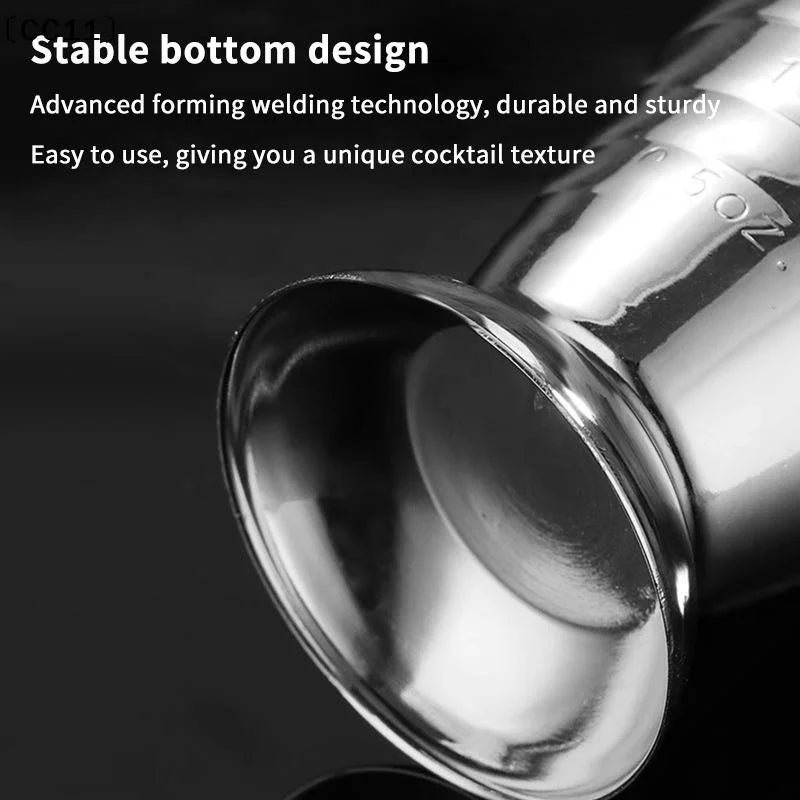 1 Bar Cocktail Glass Mixed Drink Measure Cup Stainless Steel Shaker Vue