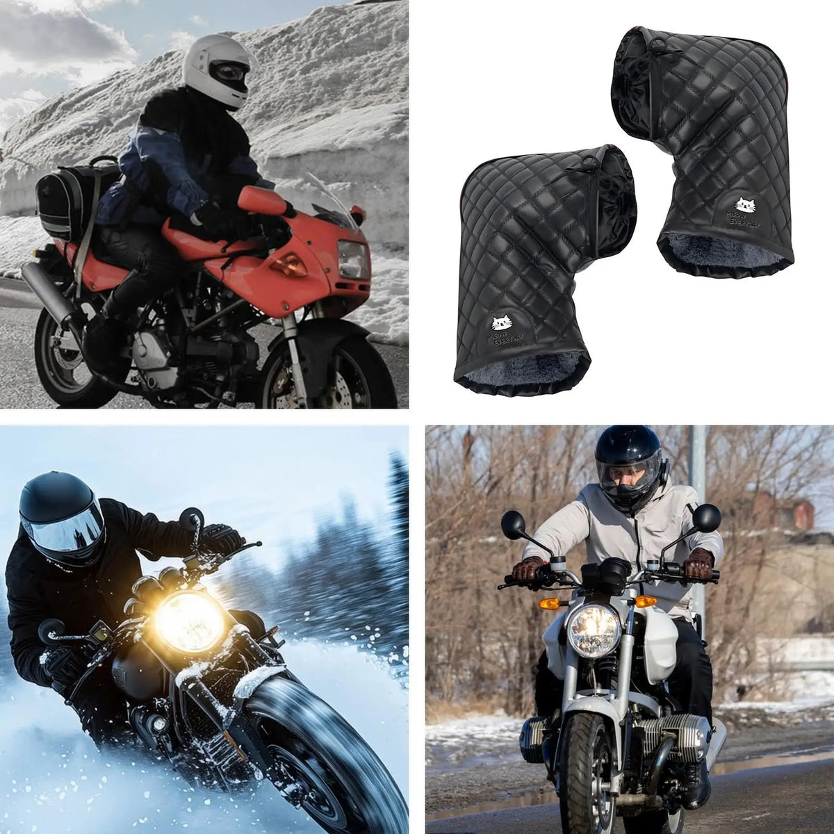 Bike Handlebar Mitts Waterproof Riding Mittens Windproof Handlebar Fingerless Gloves for Cold Weather Riding for Men Women Vue