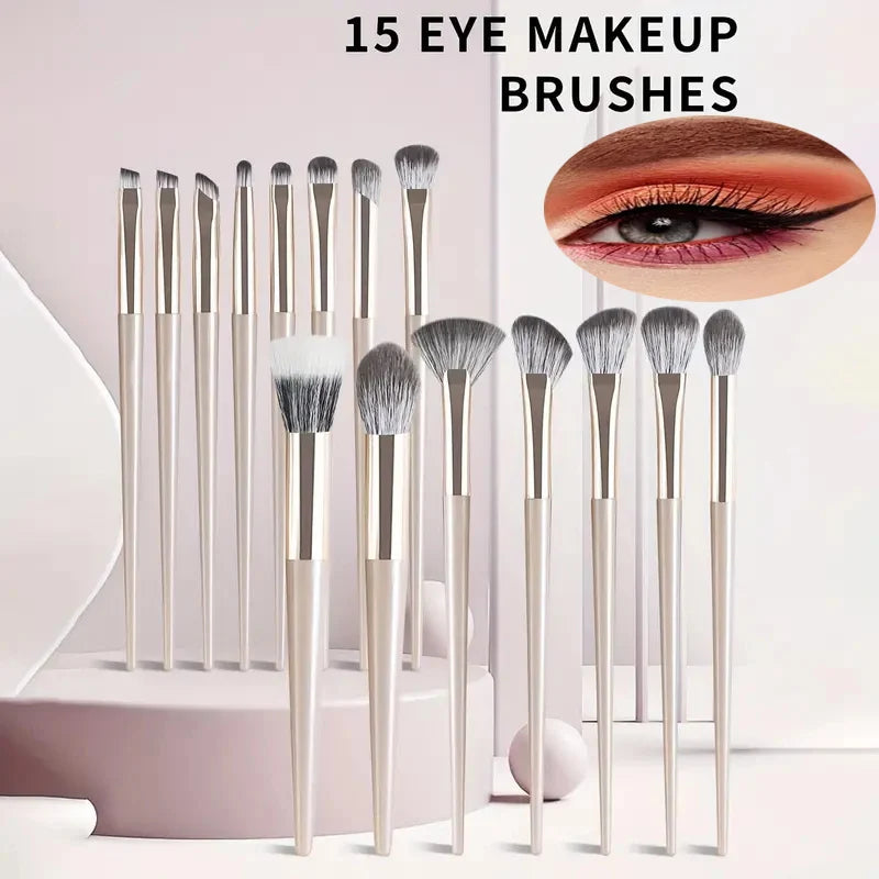 15pcs Makeup Brushes Set Soft Synthetic Eye Makeup Brush Set Blending Eyeshadow Eyeliner Crease Eyebrow Brightening Eye Brush Vue