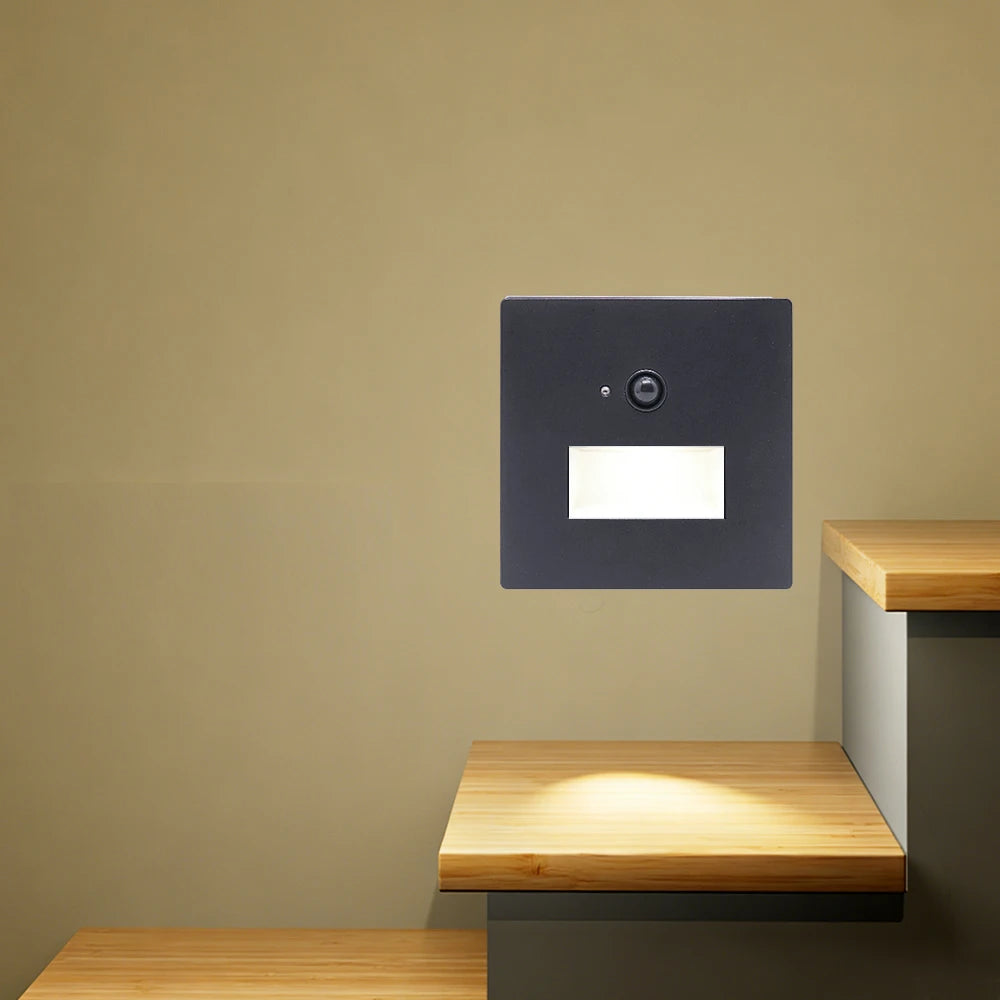 SANDIY Motion Sensor Recessed LED Stair Wall Light | Auto On/Off LED Motion Sensor Sconce Vue