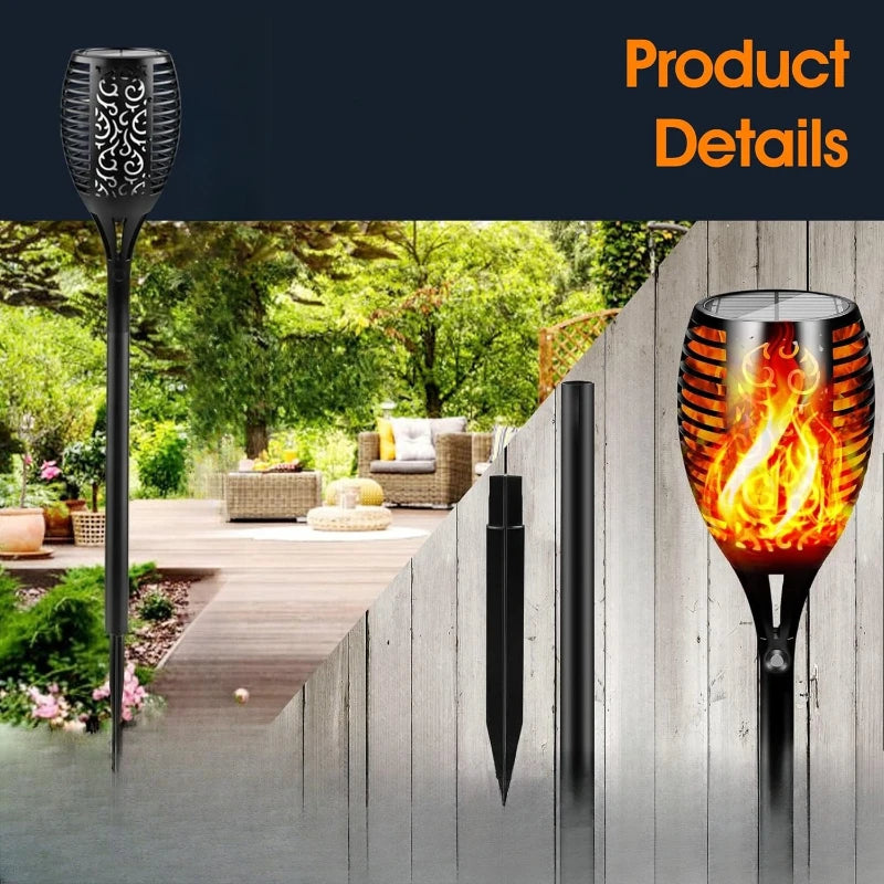 12LED Solar Lights Outdoor Upgraded 4Pcs Solar Tiki Torches with Flickering Flame Waterproof Yard Patio Halloween Decorations Vue