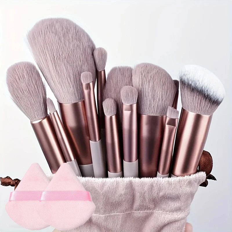 13Pcs Makeup Brushes Tool Set Cosmetic Powder Eye Shadow Foundation Blush Blending Beauty Make Up Brush For Makeup Starters Gift Vue