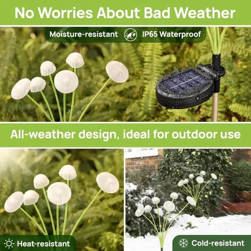 Solar Mushroom Lawn Lights Waterproof Party Yard Patio Pathway Jellyfish Lamp for Garden Decoration Solar Lights Outdoor 10 LED Vue