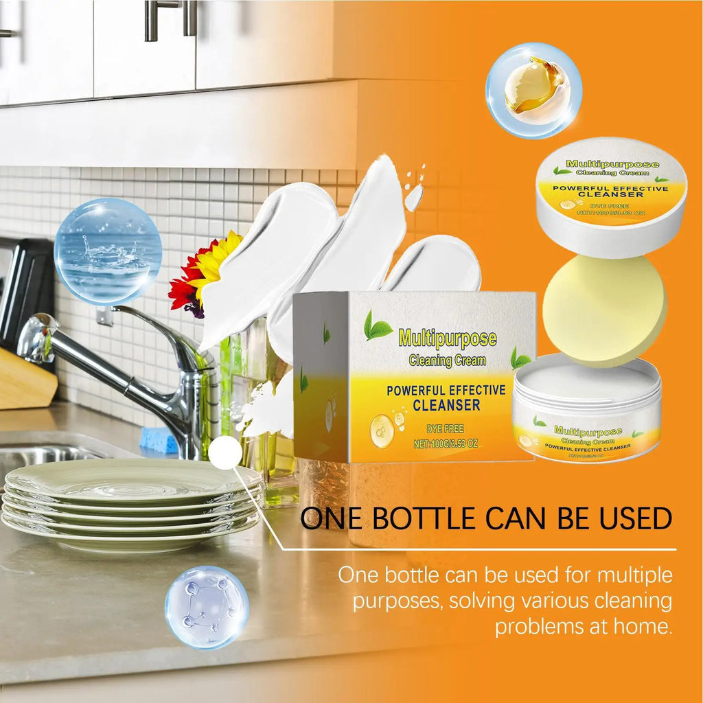 Multipurpose Cleaner Cream Powerful Decontamination Kitchen Paste Stain Remover Stain Polishing Cream for Kitchen Bathroom Vue