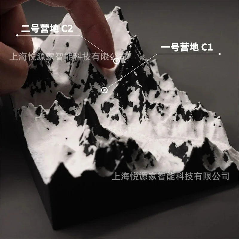 3D Printed Mount Topographic Model Snowy Mountain Desktop Display For Travelers Collectors Photo Prop Christmas Vue