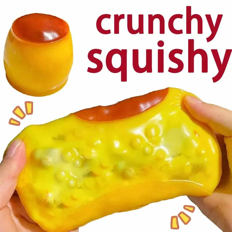 crunchy squishy Handmade Pudding Shape Crackle Squeeze Toy Crunchy Filler Inside Squishy Ball Anti-anxiety Stress Relief Toy Vue