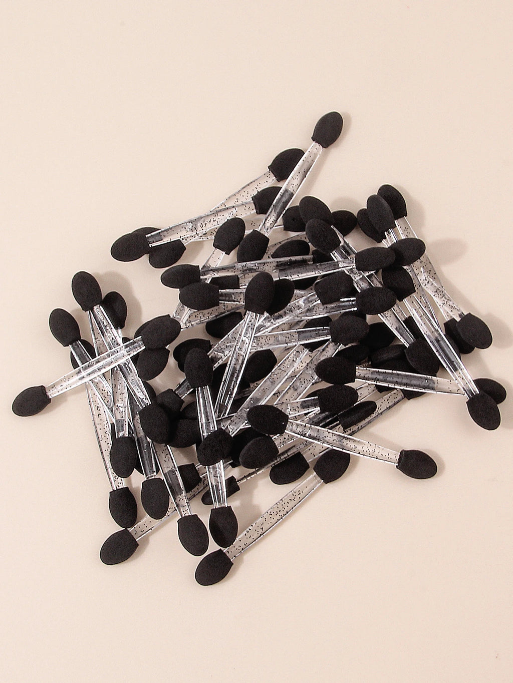 50PCS Double-Headed Sponge Eyeshadow Brush, Multi-Functional Applicator and Smudger +1PCS Transparent Storage Jar Makeup Tool Vue