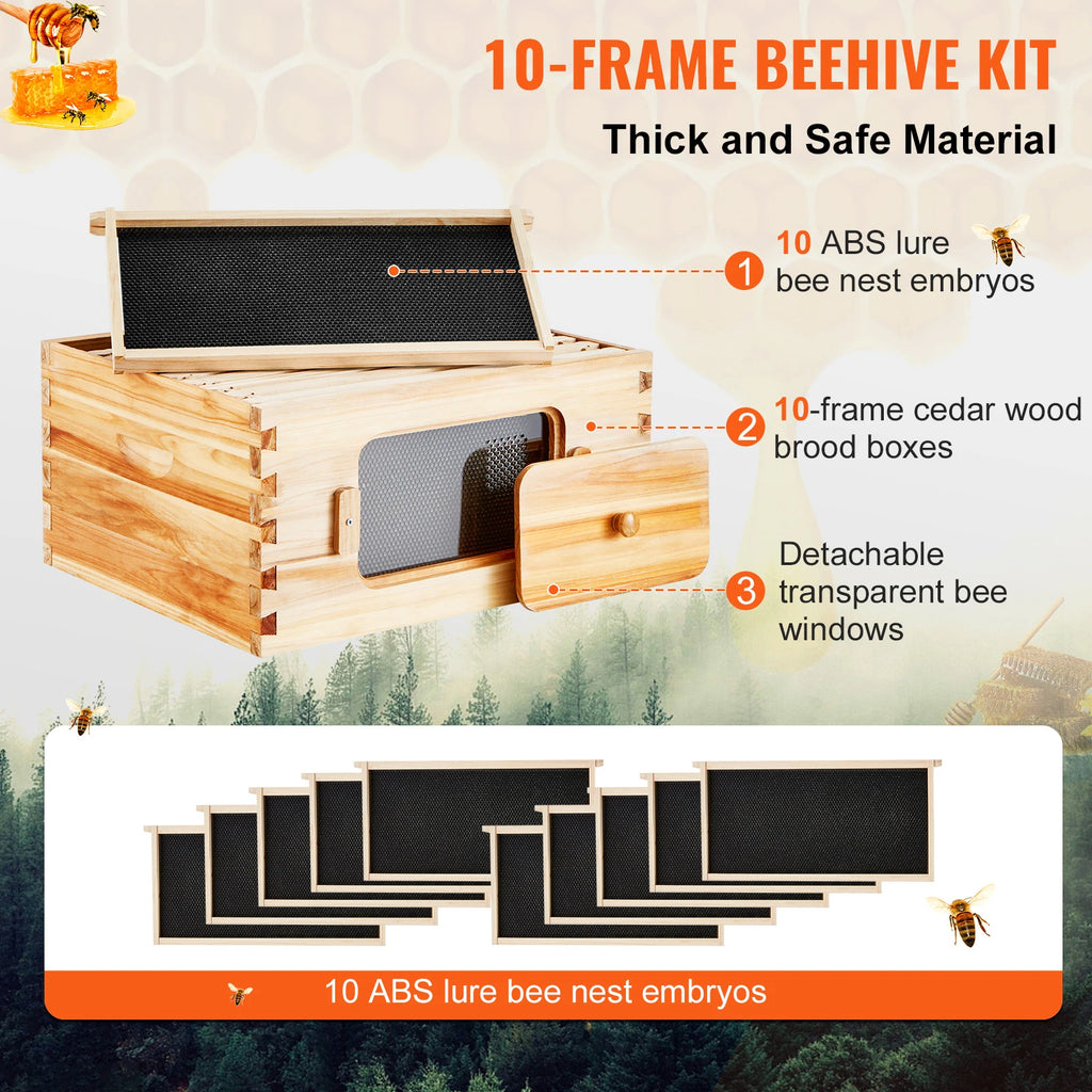 SucceBuy Cedar Langstroth Beehive Starter Kit – Beeswax Coated Langstroth Beehive Kit Vue