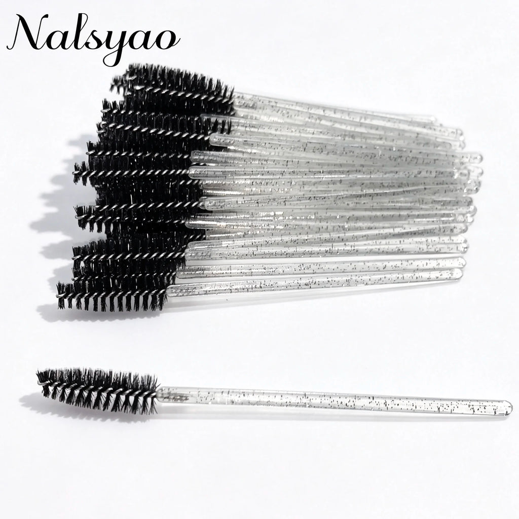 100Pcs Wand Disposable Micro Eyelash Comb Brush Spoolers Makeup Kit Lash Eyebrow Brush Extension Brushes Mascara Applicator Vue