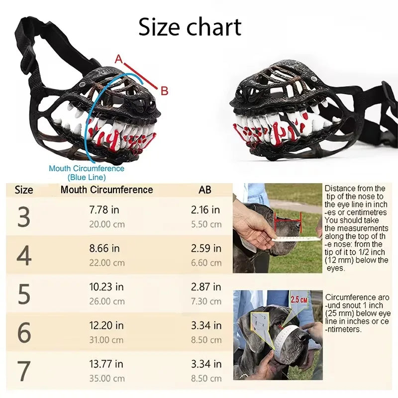 Werewolf Dog Muzzle with Realistic Fangs and Scary Teeth Hilarious Halloween Costume Prop for Anti Bite Chew Scavenging Training Vue
