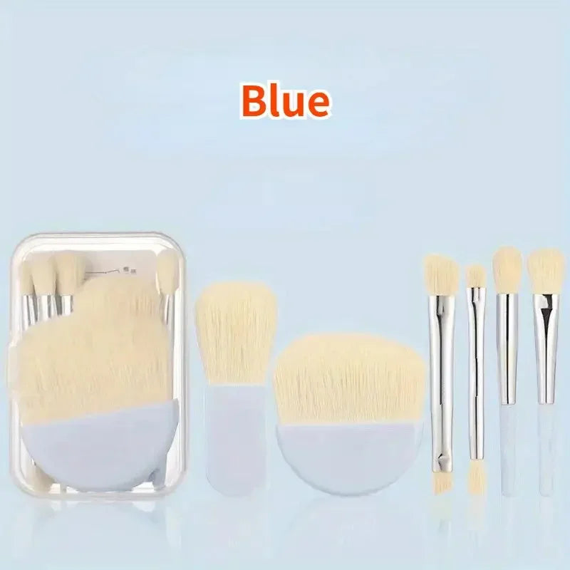 6Pcs Mini Makeup Brushes Set Soft Concealer Brush Beauty Foundation Eye Shadow Tool Portable Eyelash Brush with Storage Box Vue 6Pcs Blue Set