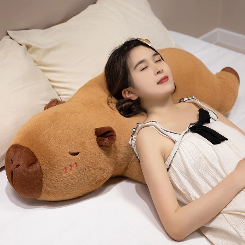 60/80/100cm Big Size Long Cute Creative Capybara Plush Toys Soft Stuffed Animal Baby Sleeping Pillow Sofa Cushion for Kids Gifts Vue