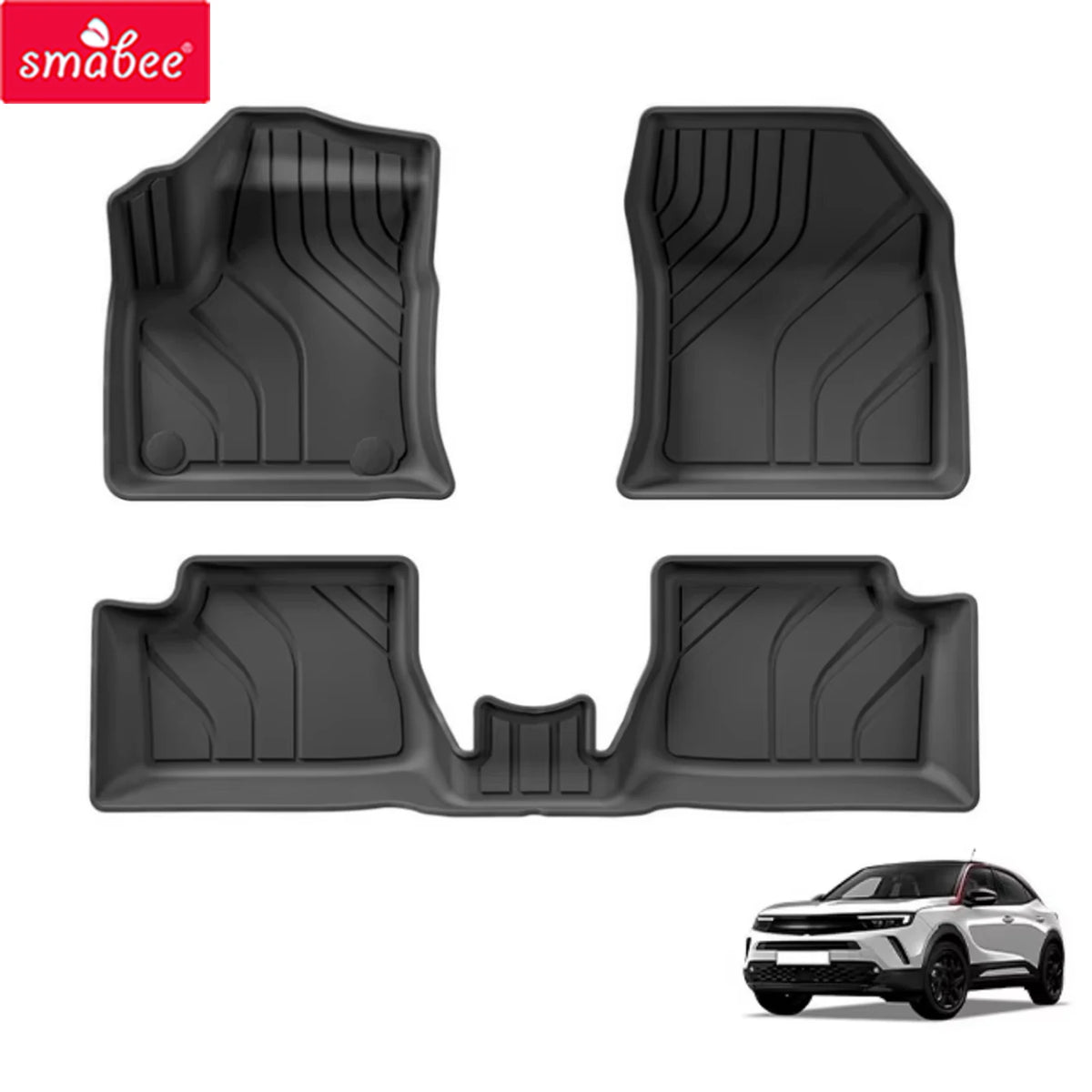 Smabee for Opel Mokka-e Electric 2021-2024 Left Hand Drive TPE 3D Car Floor Mats Foot Pad Protect Waterproof Accessories Black Vue