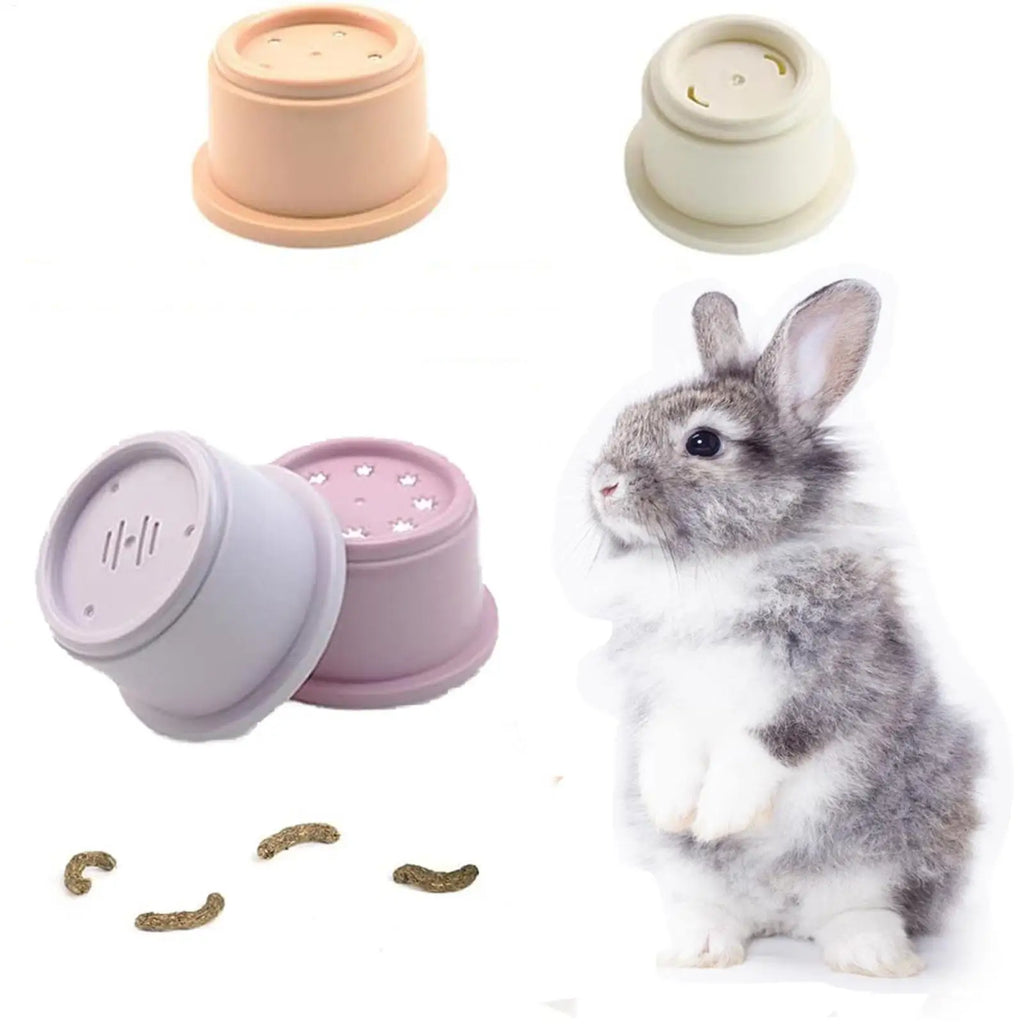 8pcs Pet Stacking Cups Toy For Rabbits Multi- Sizes Reusable Small Animals Puzzle Toys For Hiding Food Playing Bunny Accessories Vue