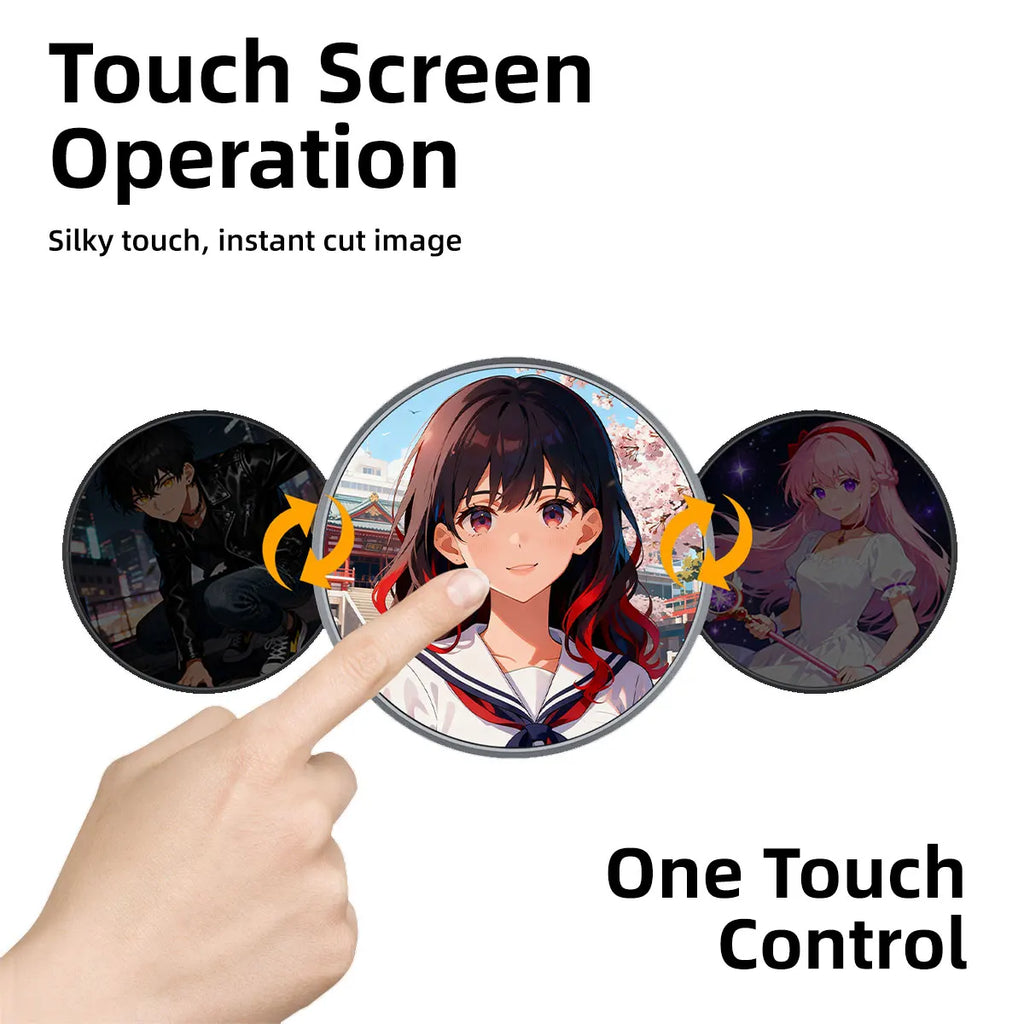 Hatsune Miku Smart Electronic Badge Touch Screen Round Brooches Multi-image Slideshow/Dynamic Videos Play Bluetooth Connection Vue