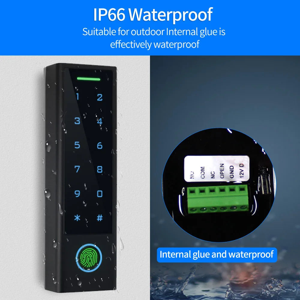RFID Fingerprint Access Control Keypad Smart Phone TTLOCK App Bluetooth Entry Waterproof Relay IC Card Reader Door Lock Opener Vue