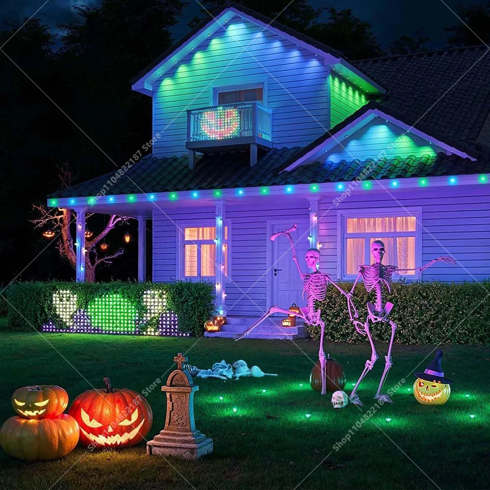 300FT Smart RGB Eave Lights App & Remote IP67 Permanent Outdoor LED String Lights Home New Year Christmas Birthday DIY Lighting Vue