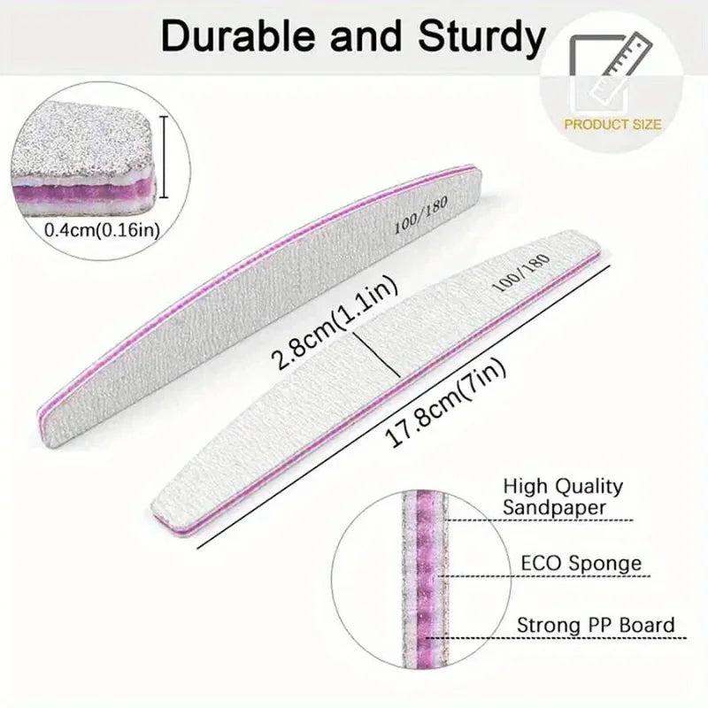 1 3 5 10Pcs Professional Nail File Set 80 100 150 180 240 Grit Sandpaper Manicure Pedicure Sanding Tools Nail Care Accessories Vue