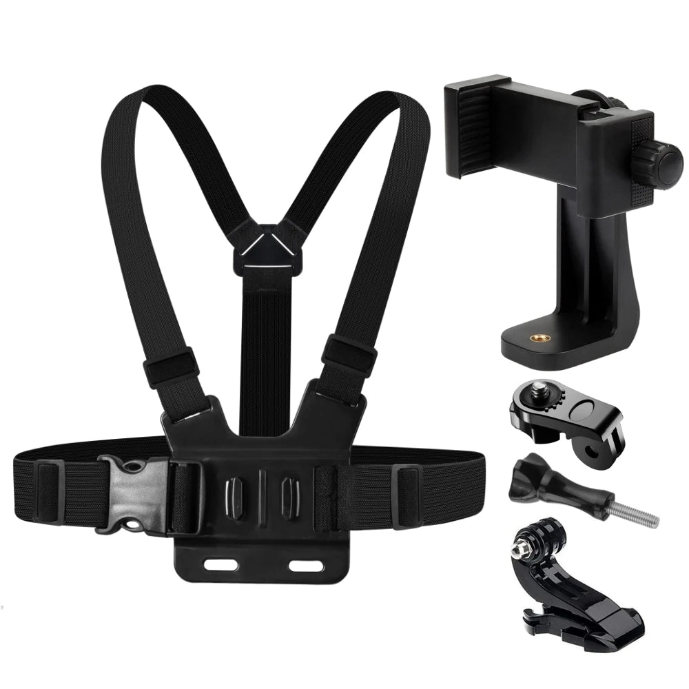 Phone Chest Strap Mount Belt for Iphone 14 Holder Mobile Smartphone for GoPro Hero 13 12 11 10 9 DJI Action Camera Live Shooting Vue black