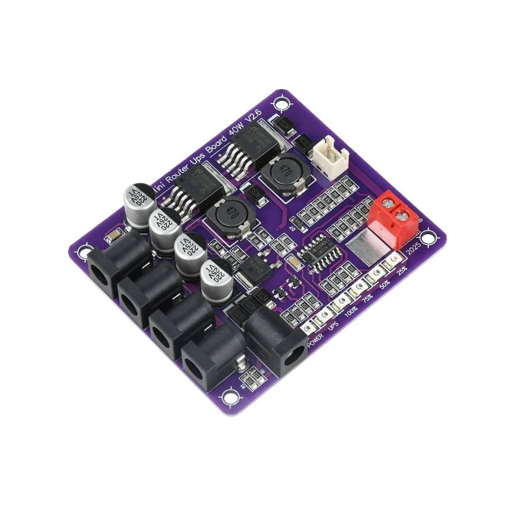 4-Channel Output UPS Power Module 40W Battery Charging Board Uninterruptible Power Supply with Charge Percentage Indicator Vue