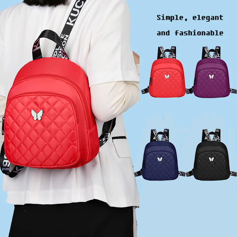 Fashion Women's Multi-color Quilted Backpack Butterfly Accent Daily