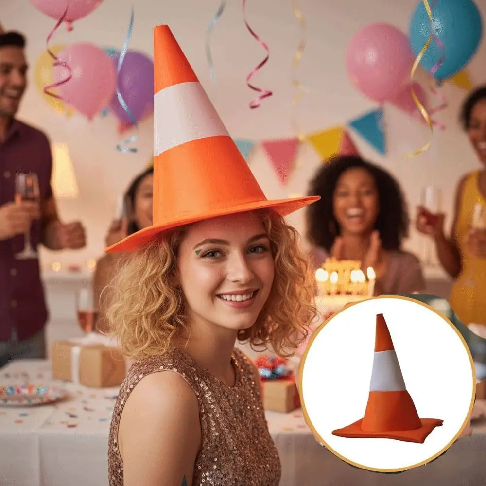 Funny Foldable Traffic Cone Hat All Age Masquerade Stage Hat Role Play Dress Up Party Headgear Show Party Vue