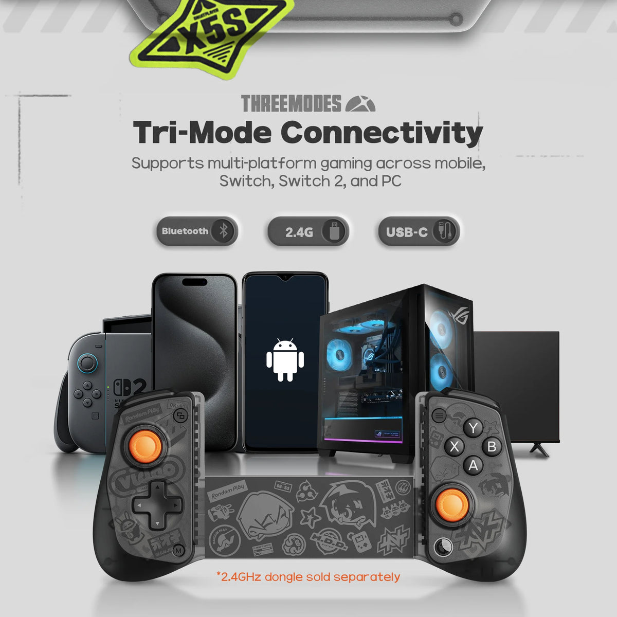 GameSir X5s Zenless Zone Zero Edition Bluetooth Gamepad Android iOS Controles pra PC Switch Wireless Controller para Celular Vue