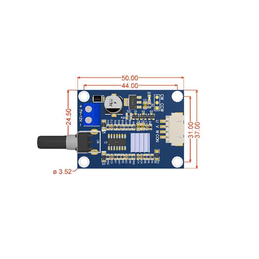Three-phase DC Brushless No Hall Motor Drive Board Motor Speed Control Module DC7V-12V Motor Forward and Reverse Controller Vue