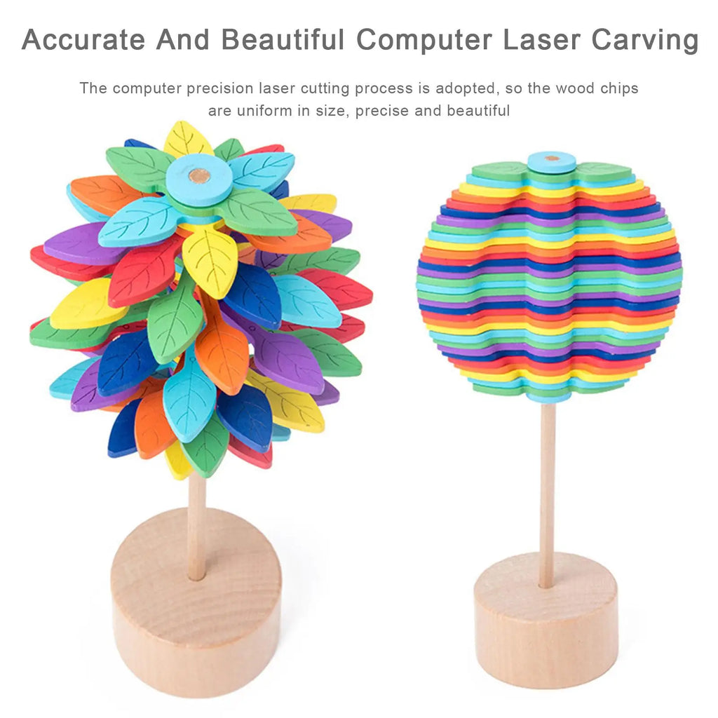 Novelty Colorful Helicone Rotating Lollipop Wooden Educational Toy for Children Adult Home Office Stress Relief Decoration Toys Vue