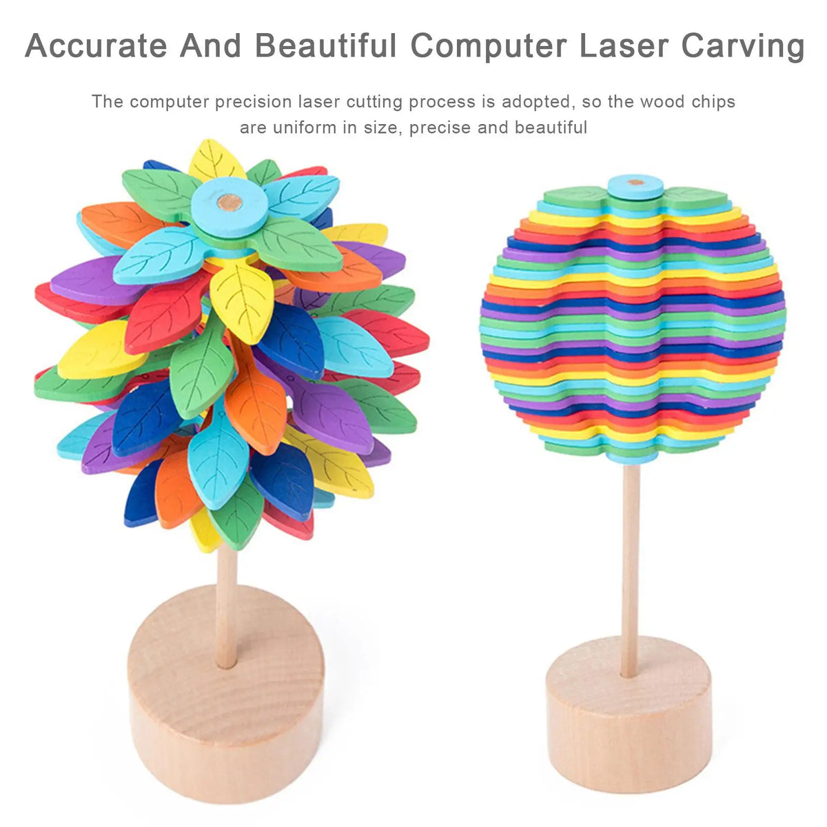 Novelty Colorful Helicone Rotating Lollipop Wooden Educational Toy for Children Adult Home Office Stress Relief Decoration Toys Vue