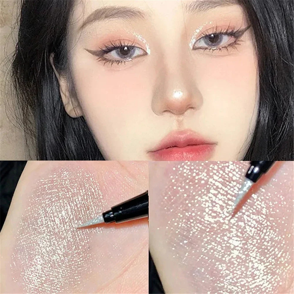 Pink Rose Glitter Eyeshadow Pencil Eyeliner Long-lasting Highlighter Lying Silkworm Pen Cosmetic Makeup Waterproof Liquid Liner Vue