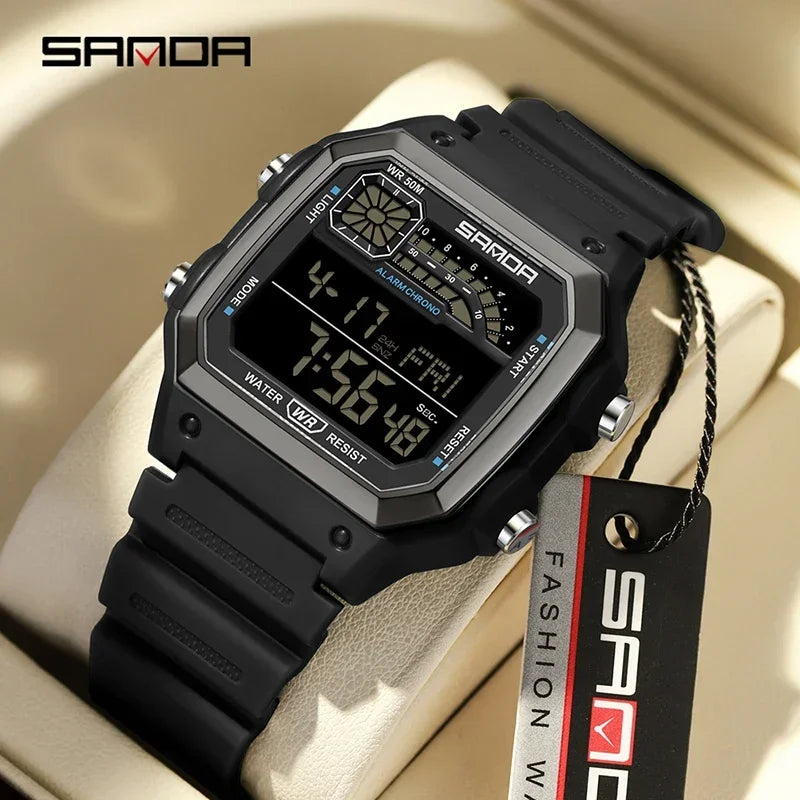SANDA 6196 Men's LED Digital Sport Watch – Dual Time & Alarm Digital Sport Watch Vue
