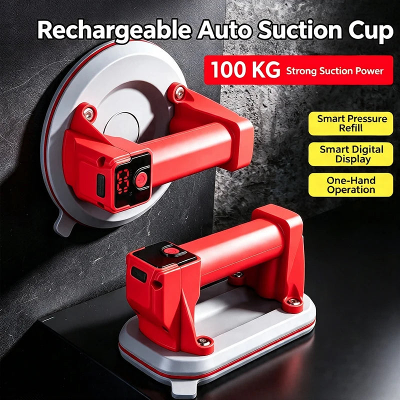 6-inch Thickened Rubber Base Electric Suction Cup for Tiles 100KG Heavy Lifter Automatic Air Powerful Glass Handling Suction Vue