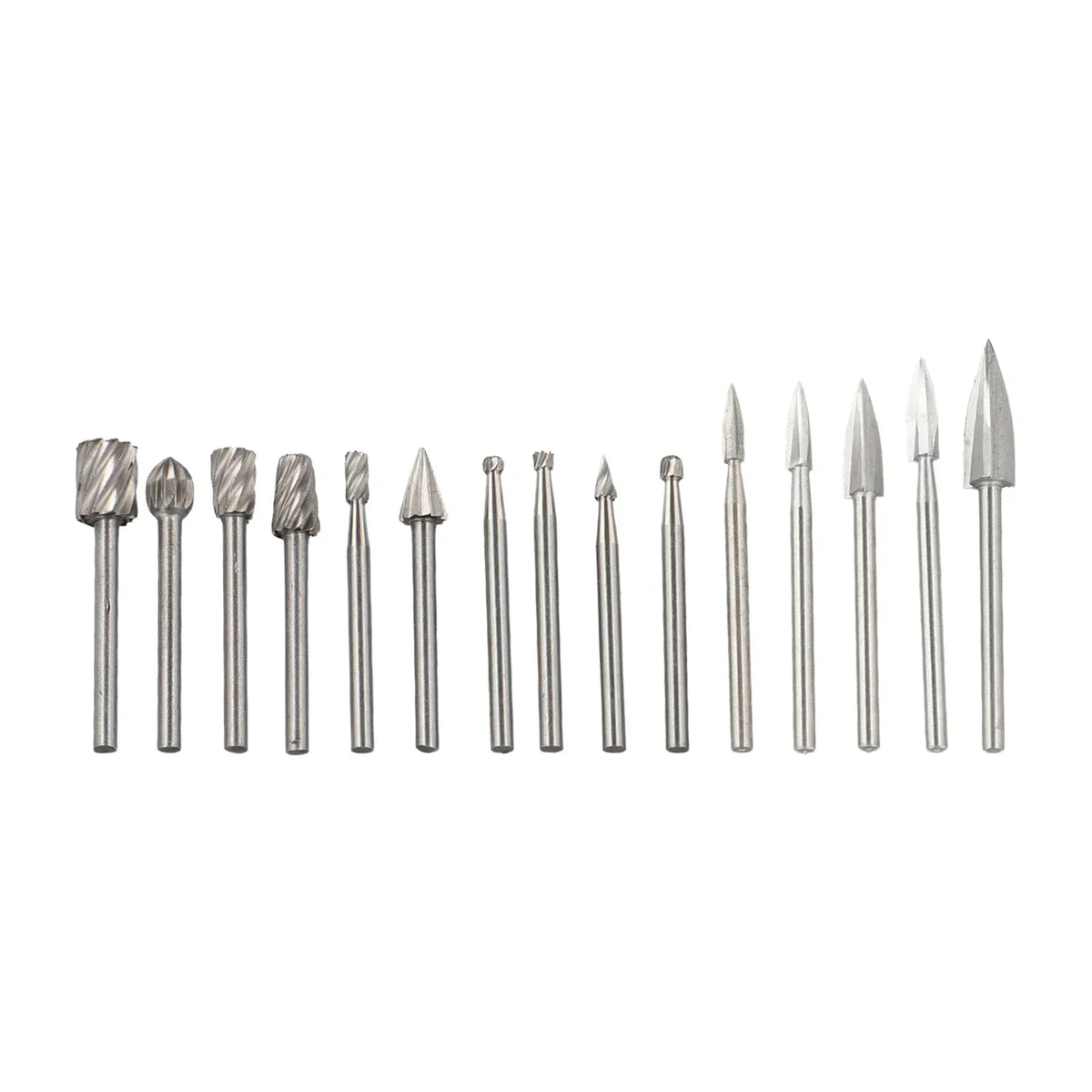 15-Pc HSS Wood Carving Engraving Burr Bit Set – 1/8" Shank Rotary Carving Bit Set Vue